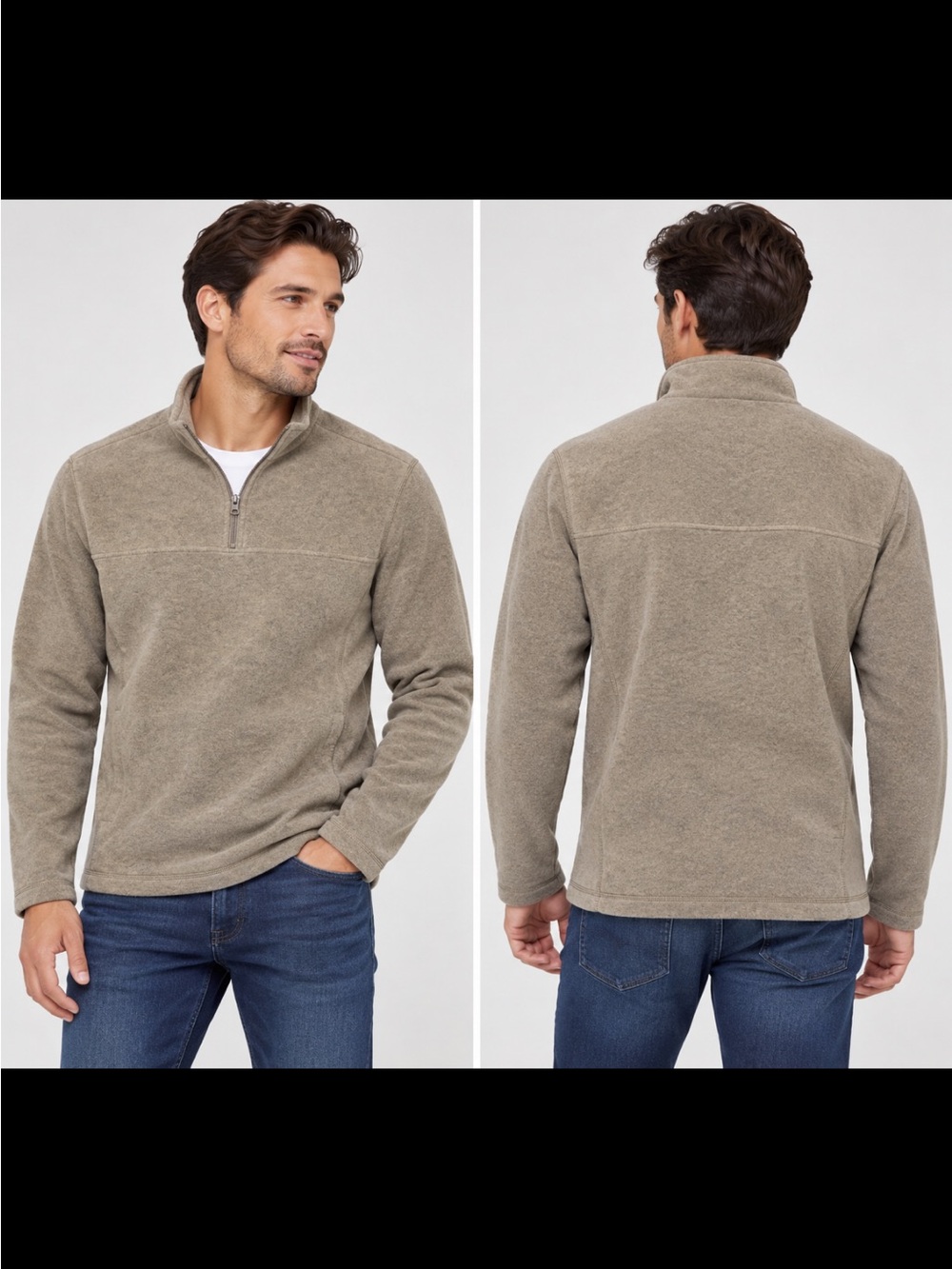 croft & barrow Men's Half-Zip Fleece Pullover - Taupe